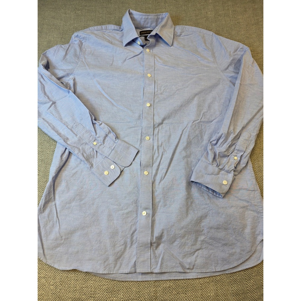 Banana Republic Shirt Men's XL Tall Light Blue Slim Fit Stretch Collar Button Up